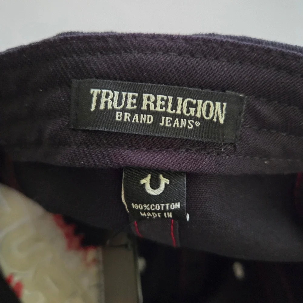 NEW True Religion Baseball Cap‎ Hat Black Red Stitching Original Buddha Brand OS